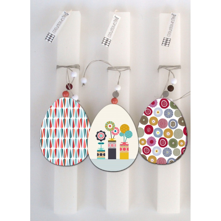 Λαμπάδα Χρωματιστό Αυγό Χειροποίητη 3 Σχέδια Colourbox Designs Λαμπάδες 